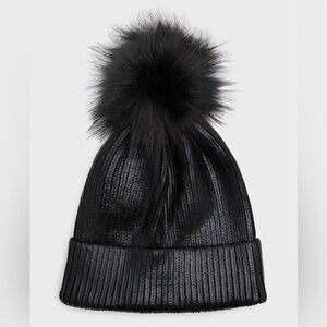 Adrienne Landau
Black Metallic Beanie With Faux Fur Pom never worn